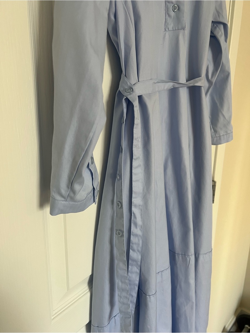Cotton Shirt Dress in Light Blue - Picture 7 of 13